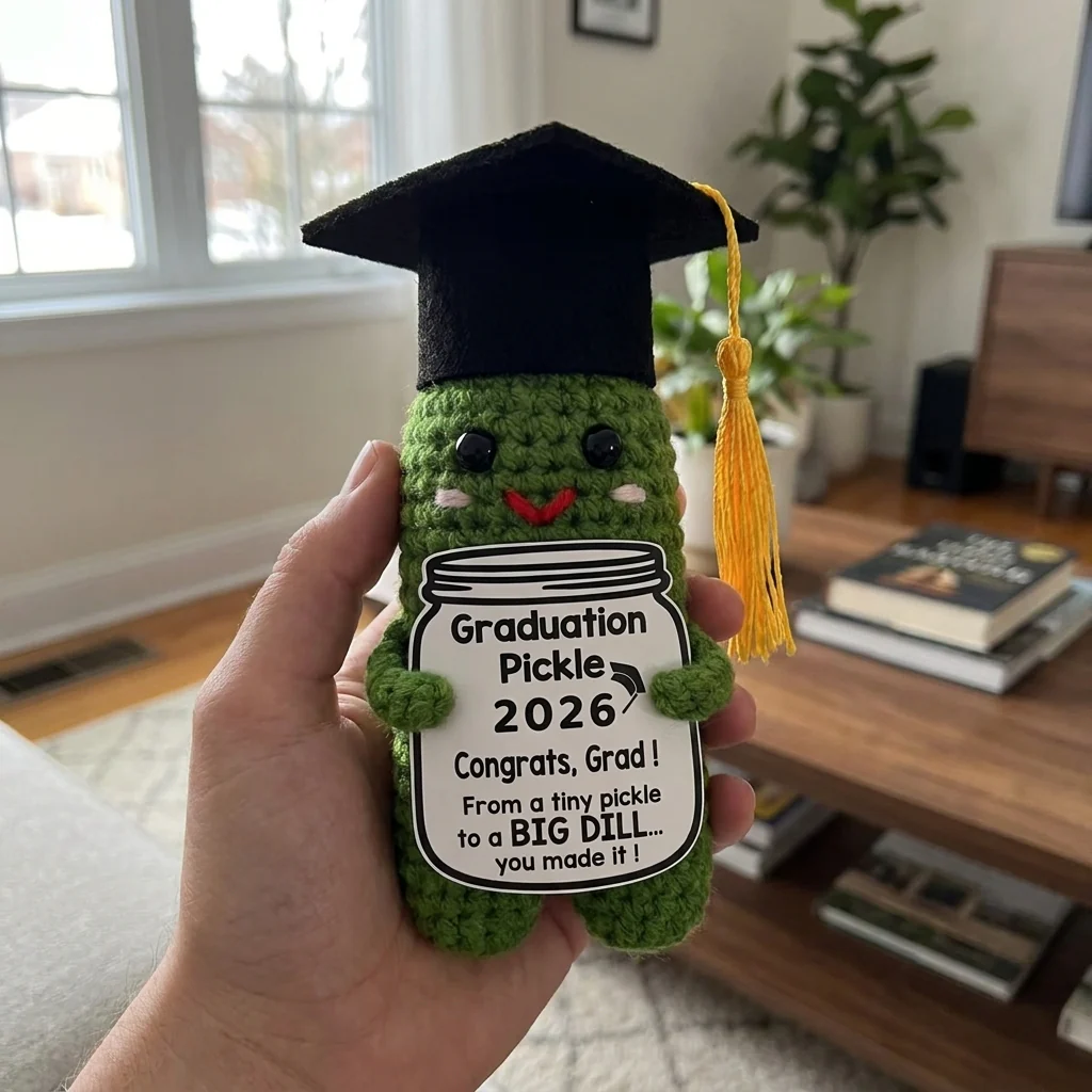 Handmade Crochet Graduation Pickle - Image 5