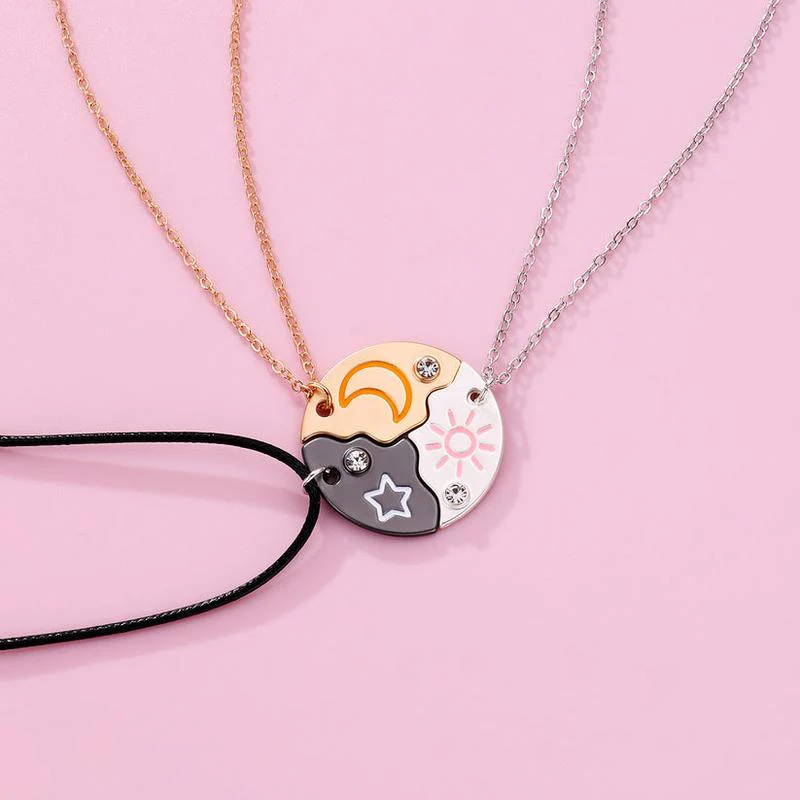 Magnetic Rhinestone Star, Moon & Sun Necklaces (3pc) - Image 3