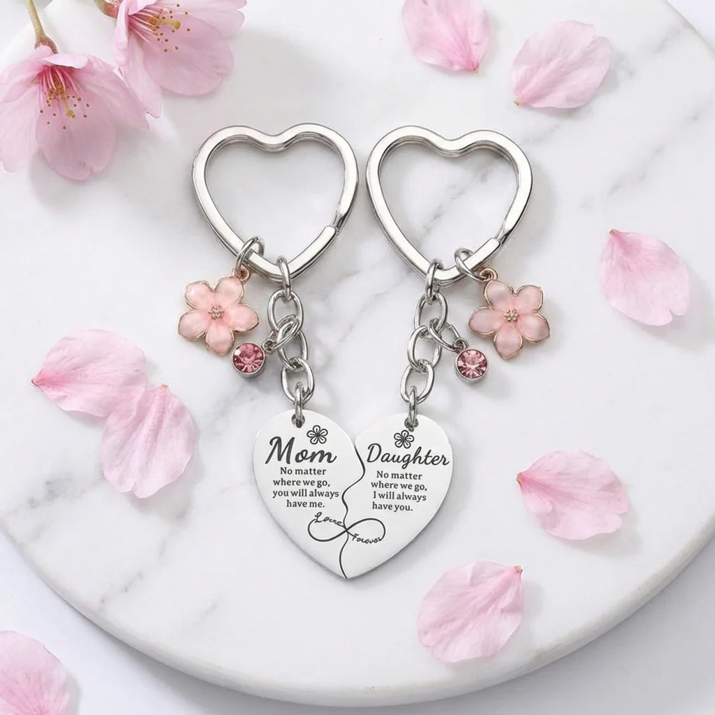 Mom & Daughter Matching Heart Keychain Set - Image 4