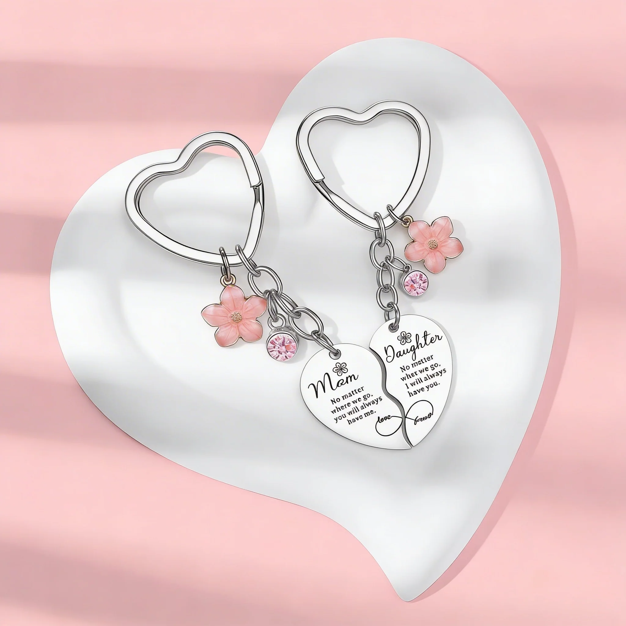 Mom & Daughter Matching Heart Keychain Set - Image 5