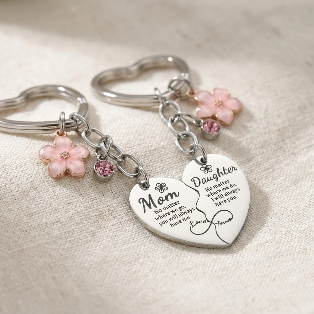 Mom & Daughter Matching Heart Keychain Set - Image 6