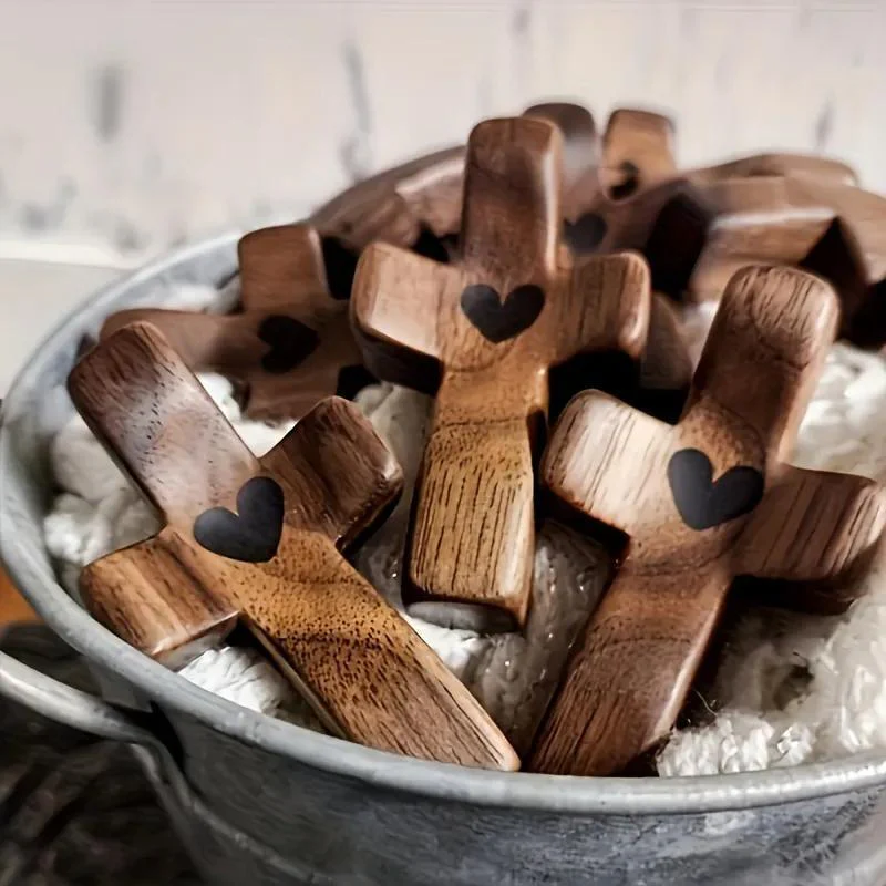 Wooden Heart Cross – Pocket Prayer Cross - Image 4